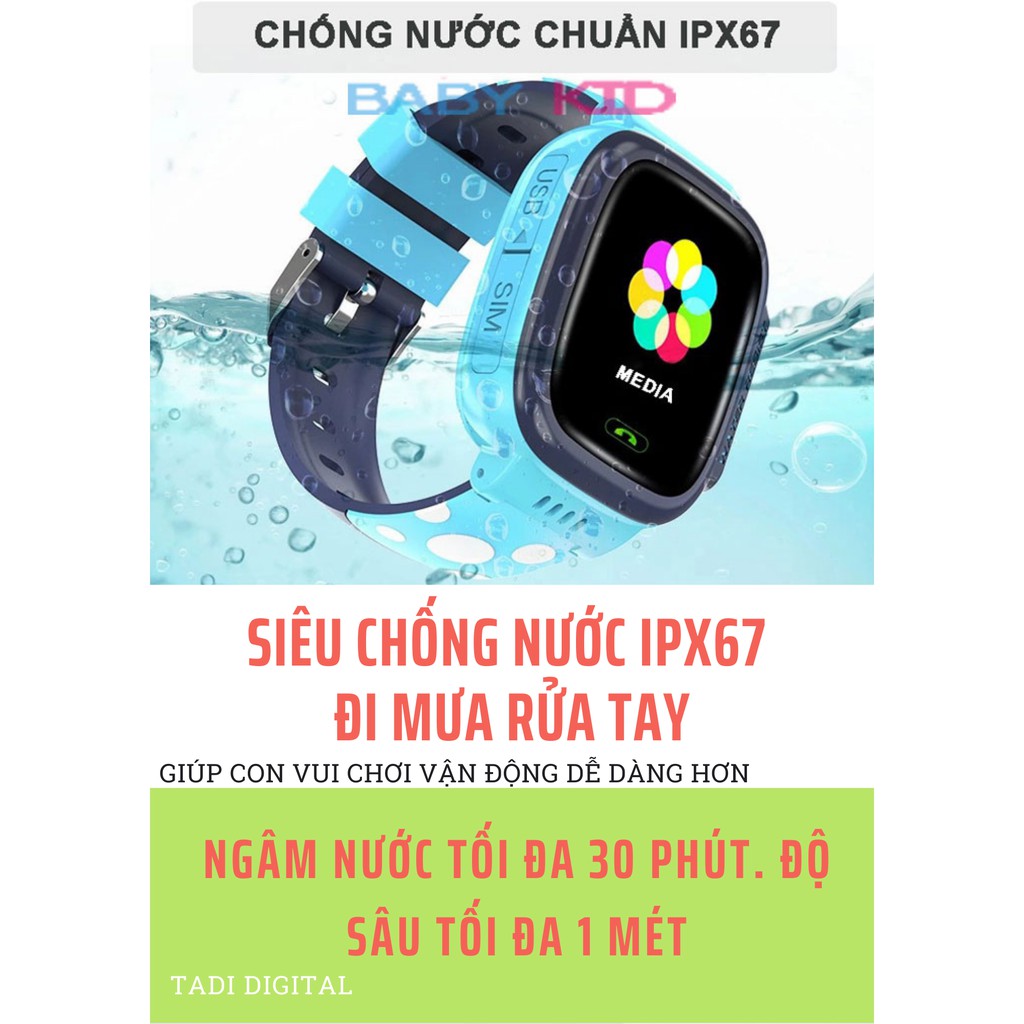 [1 ĐÔI 1] ĐỒNG HỒ THÔNG MINH ĐỊNH VỊ TRẺ EM TADI KID S03, (CHIP WIFI/LBS) CHỐNG NƯỚC IP67.CÓ CAMERA. HỖ TRỢ TIẾNG VIỆT