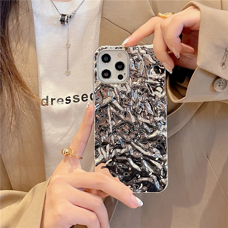 Ốp điện thoại lá nhôm bạc thích hợp cho Mobile Phone 7 8 plus 11 12 Pro max X XR XSMax SE