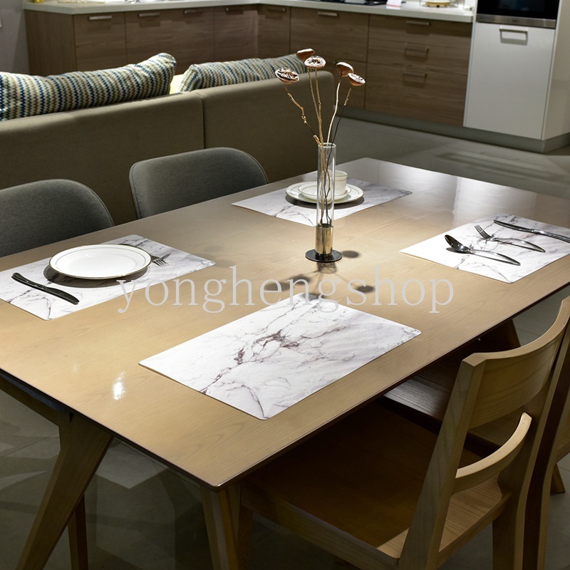 Set 2 Tấm Lót Bàn Ăn PVC Họa Tiết Đá Cẩm Thạch Phong Cách Bắc Âu Chống Thấm Nước/ Dầu/ Trượt Tiện Dụng