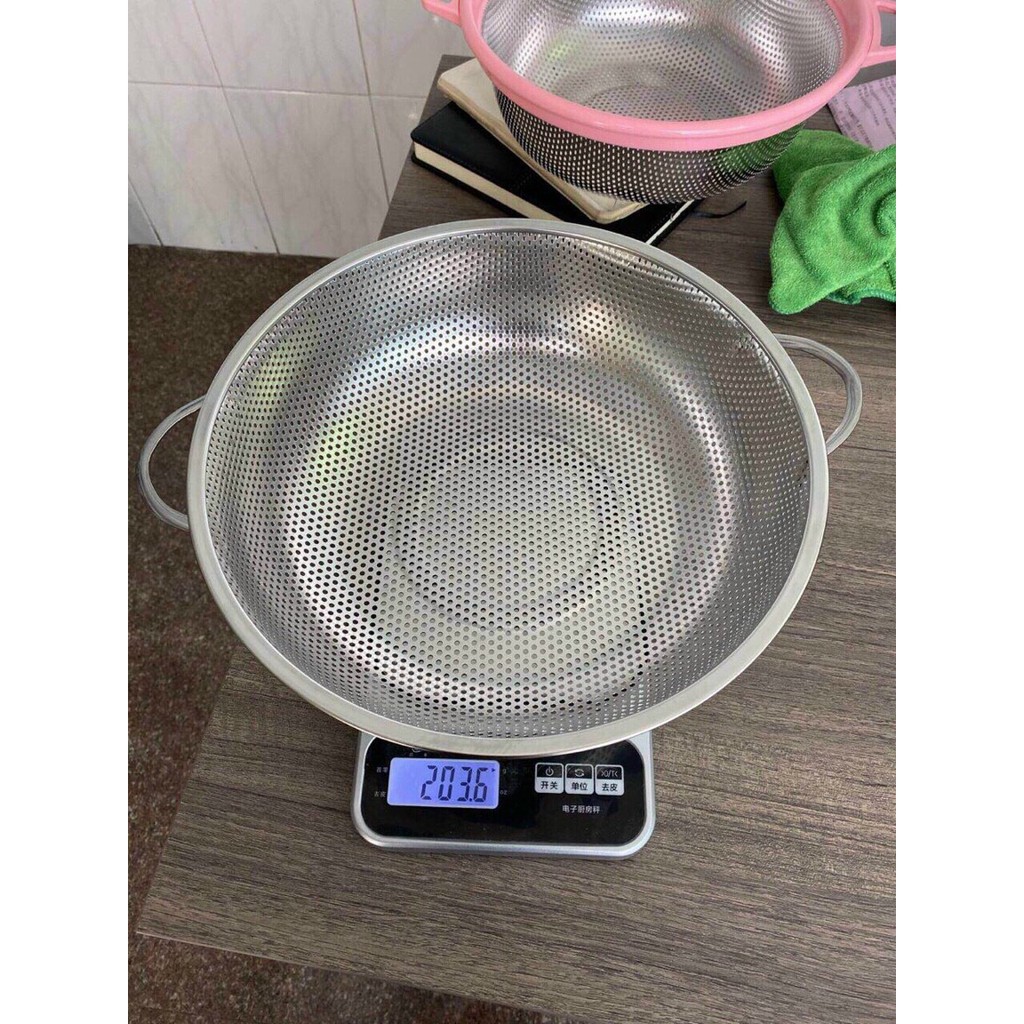 Rổ Inox rửa rau, củ, trái cây (loại có tai/không tai) 28.5cm