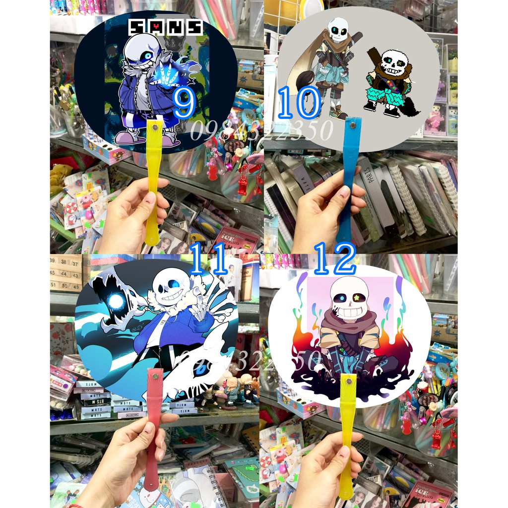 Quạt nhựa sans undertale inksans error sans nhiều mẫu