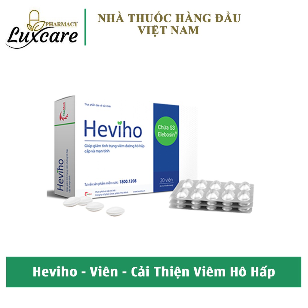 Heviho - Hộp 20 Viên Giúp Giảm Viêm Đường Hô Hấp Cấp &amp; Mạn Tính