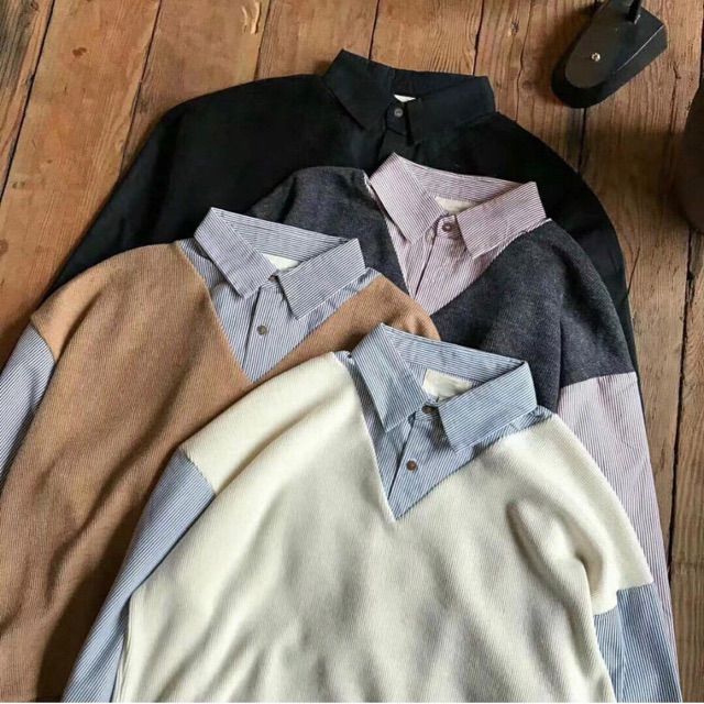 Sơmi phối Gile len 2 in 1