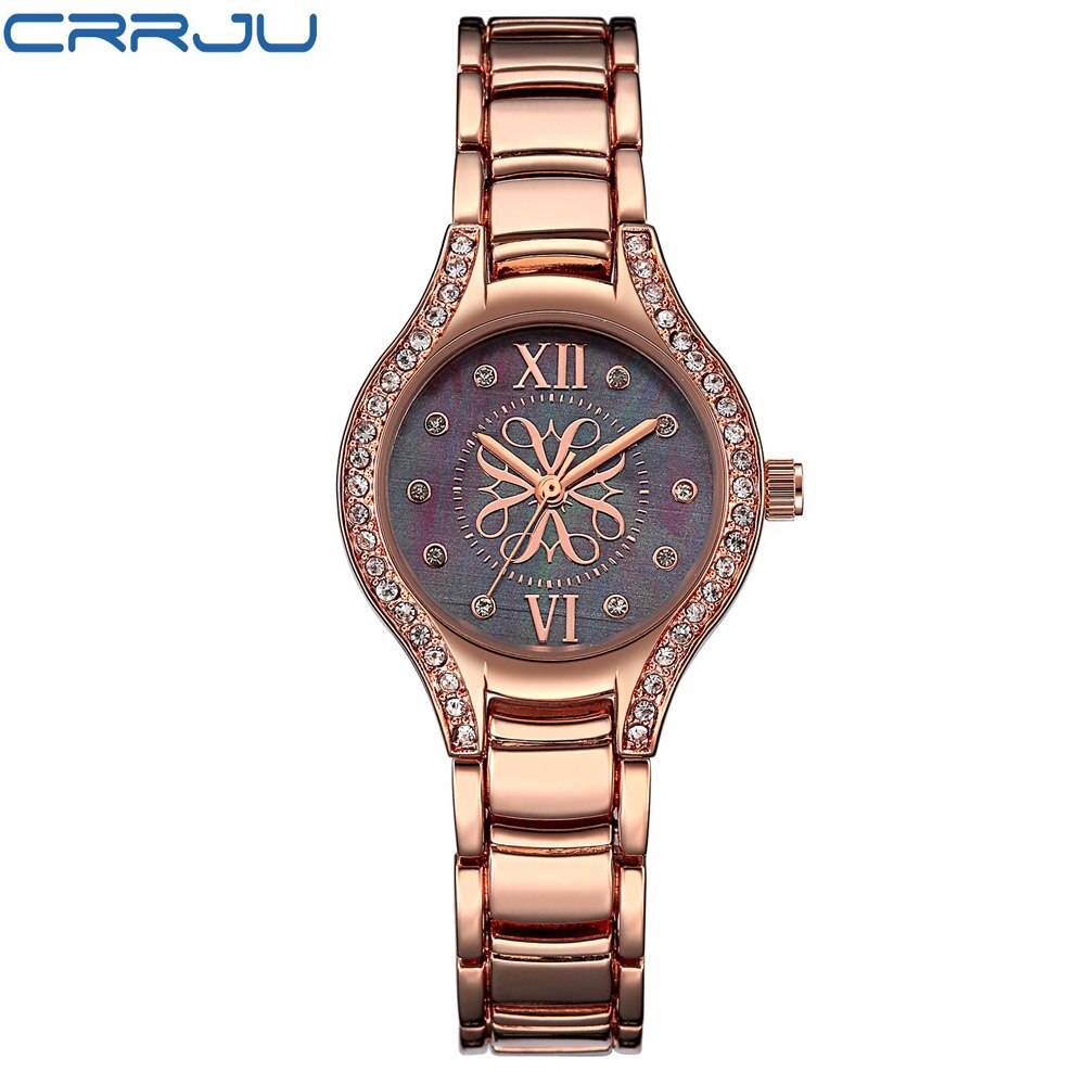 Đồng hồ đeo tay CRRJU 2126 chuyển động thạch anh chống thấm nước cao cấp cho nữ