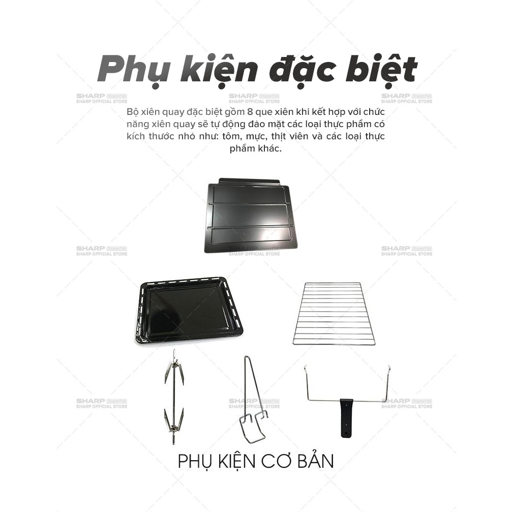 [Mã ELSHAP21 giảm 6% đơn 1TR] Lò Nướng Điện Sharp EO-B42RCSV-BK [Công Suất 2000W,5 Chức Năng Nướng,Xiên Quay Và Đối Lưu]