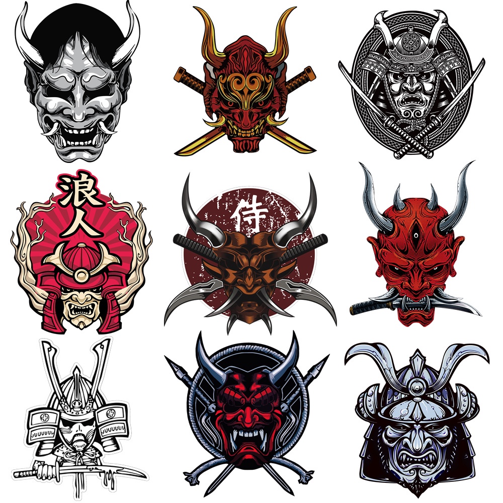 Miếng Dán Đề Can Phản Quang Chống Nước Hình Samurai Nhật Bản Cho Xe Hơi Xe Máy Xe Đạp