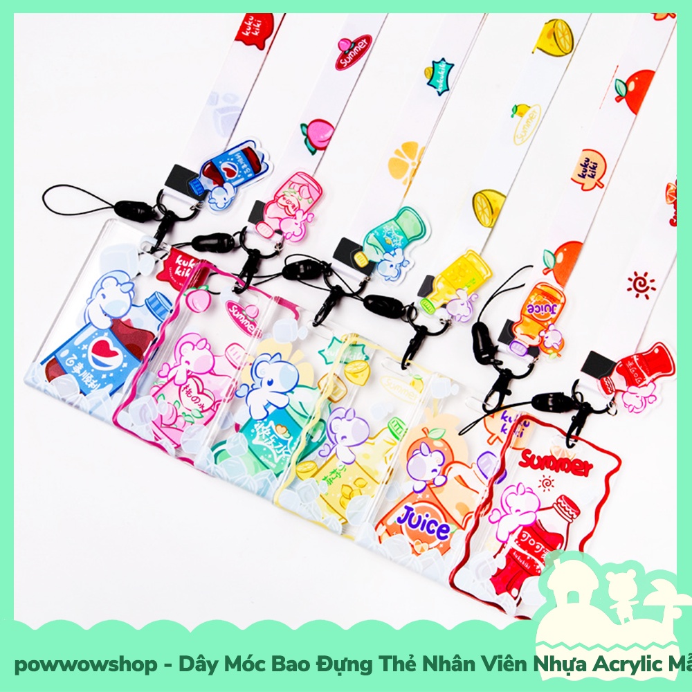 [Sẵn VN - Hỏa Tốc] Dây Móc Bao Đựng Thẻ Nhân Viên Nhựa Acrylic Mẫu Colorful Unicorn Bottle