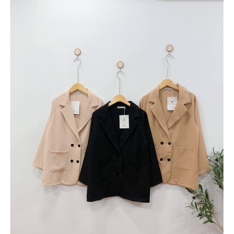 [Ảnh thật/Video]Áo blazer Ulzzang kẻ nâu 4 cúc loại 1 lớp