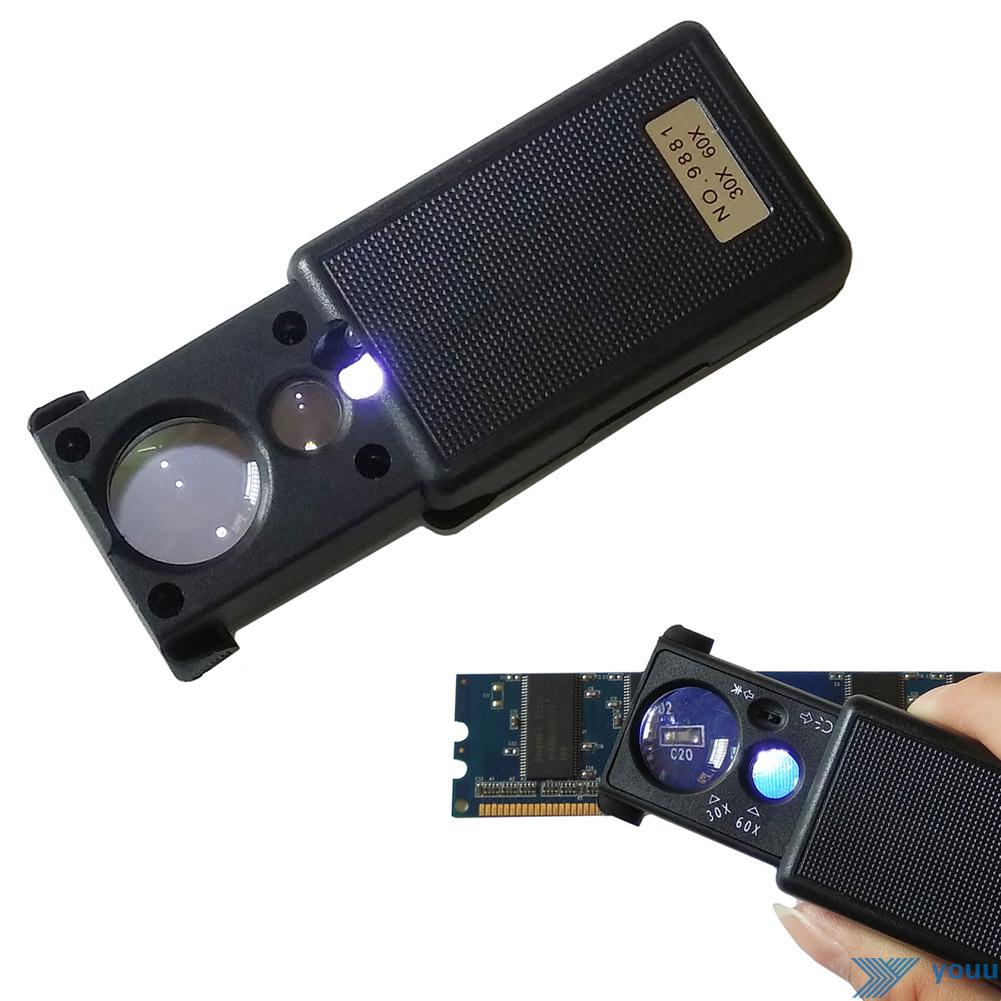 Kính lúp soi tiền tệ trang sức 30X 60X LED chuyên dụng
