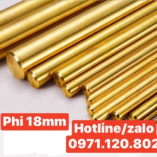 Thanh đồng vàng tròn đặc phi 18mm