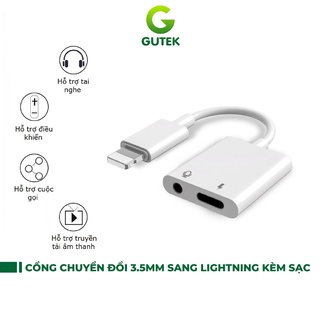 Dây cáp chuyển đổi tai nghe cổng giắc 3.5mm sang chân cắm lightning ip kèm cổng sạc an toàn – Gutek A3