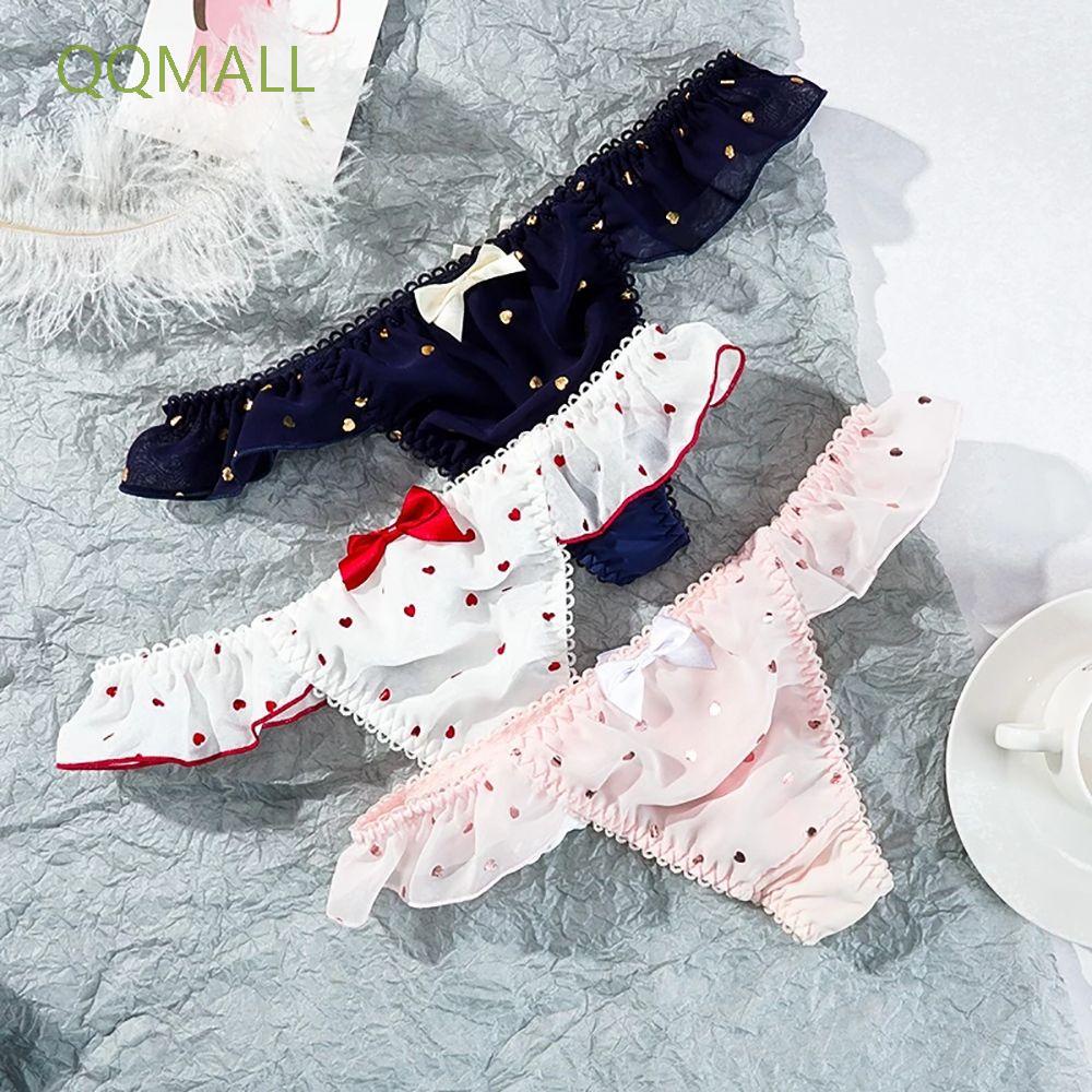 Quần Lót Lưng Thấp Đính Nơ Họa Tiết Trái Tim Dễ Thương Nhiều Màu Sắc Phong Cách Lolita Cho Nữ