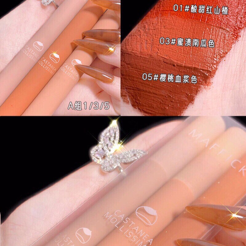 SET 3 SON KEM LÌ MAFFICK StrawBerry Velvet nội địa Trung