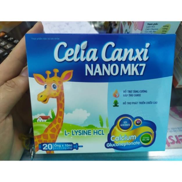 Celia Canxi Nano MK7 Bổ sung canxi vitamin D3 cho cơ thể hỗ trợ sự phát triển chiều cao hộp 20 ống