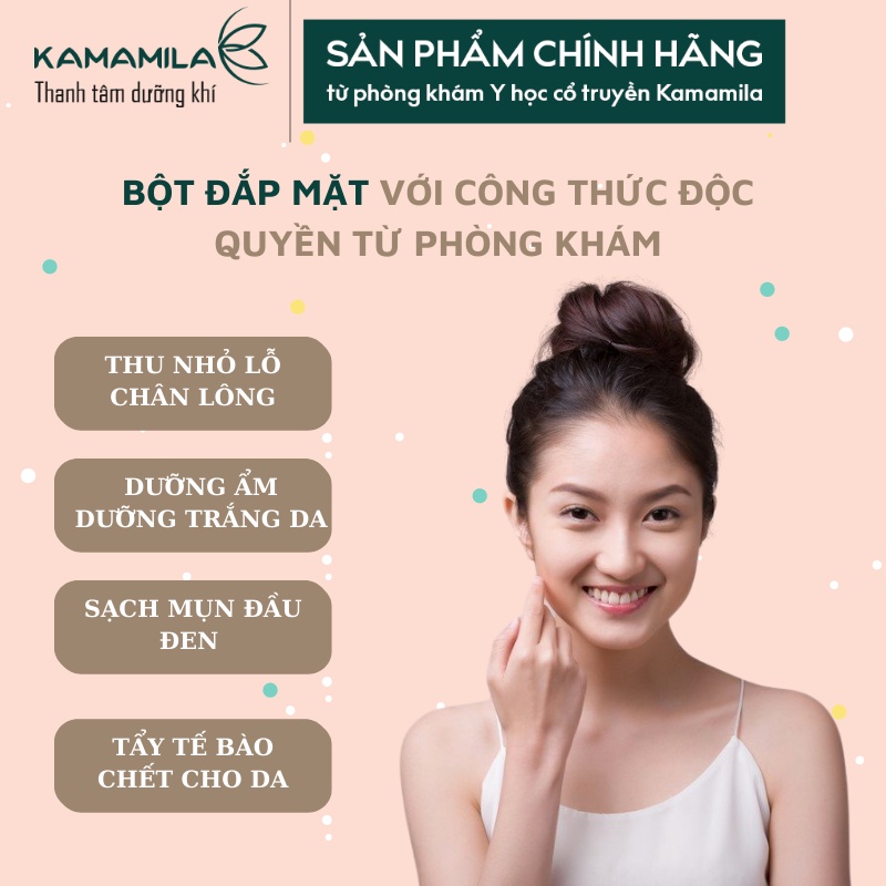 Bột Đắp Mặt Thảo Mộc Cao Cấp Kamamila - Hỗ trợ sẽ khít lỗ chân lông, ngừa thâm, làm sáng da, dưỡng ẩm Túi 20 gram