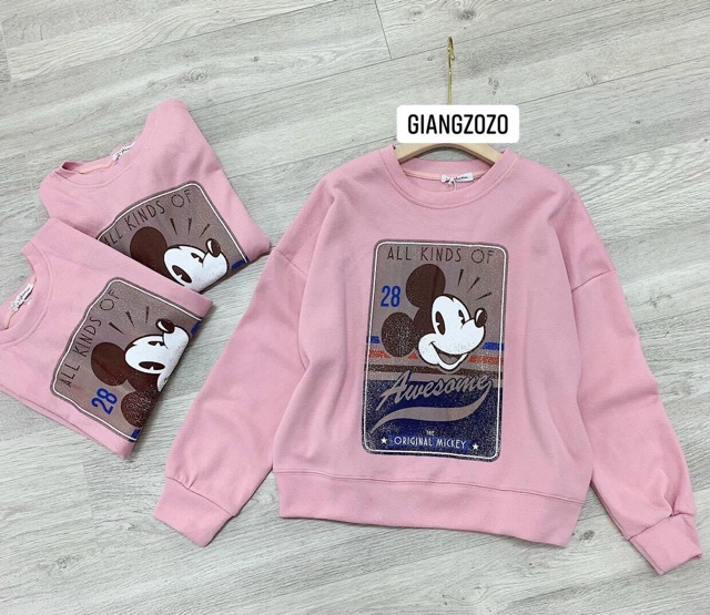 Áo nỉ hồng mickey