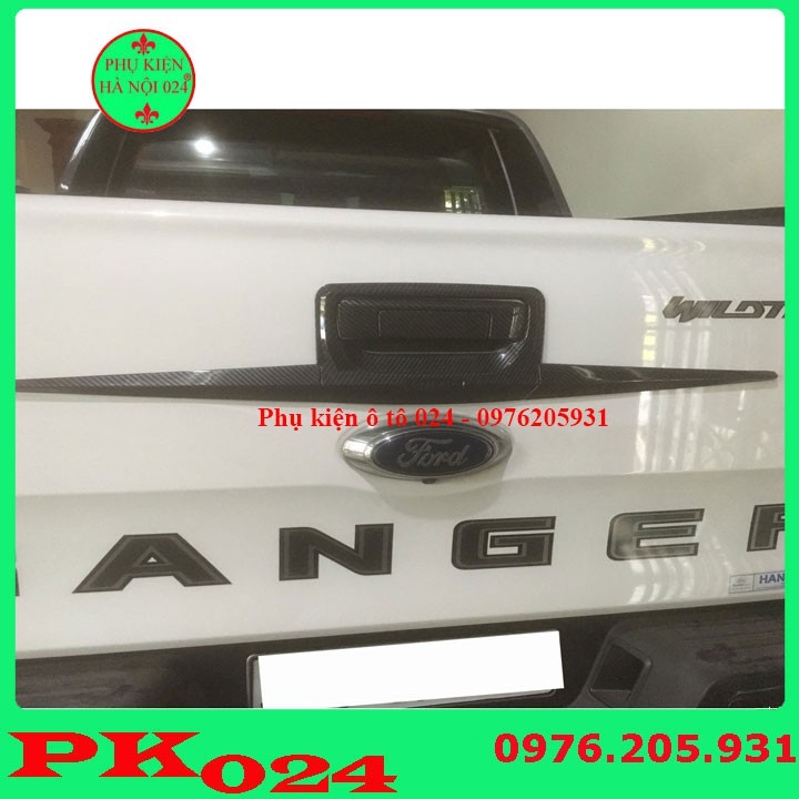 [Ranger 2016-2020] Ốp Tay Mở Cốp Ô Tô Ranger 2016-2020 Vân Cacbon 5 Chi Tiết Không Chìa Khóa