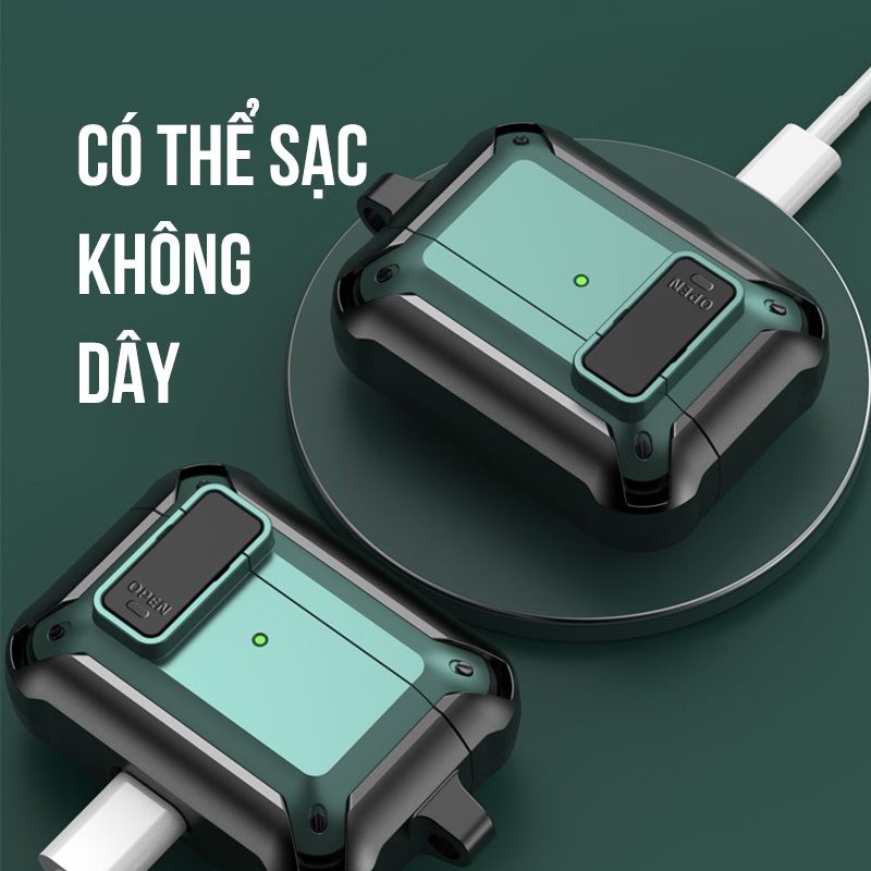 Vỏ Bảo Vệ Tai Nghe Airpod 1 2 3 Pro Mecha Có Khóa Chống Rơi Nắp Chất Liệu Nhựa TPU PC 2 Lớp Cao Cấp - Chinchin Case