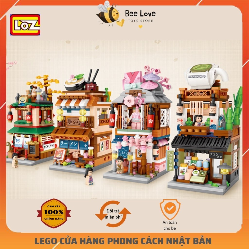 Đồ chơi xếp hình cho bé Loz Chính hãng, lego lắp ghép mô hình cửa hàng đường phố Street mini phong cách Nhật Bản độc đáo