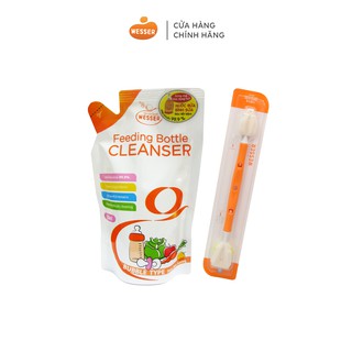 Bộ nước rửa bình sữa gói + Dụng cụ vệ sinh bình sữa đa năng Wesser (Nhập khẩu Hàn Quốc)