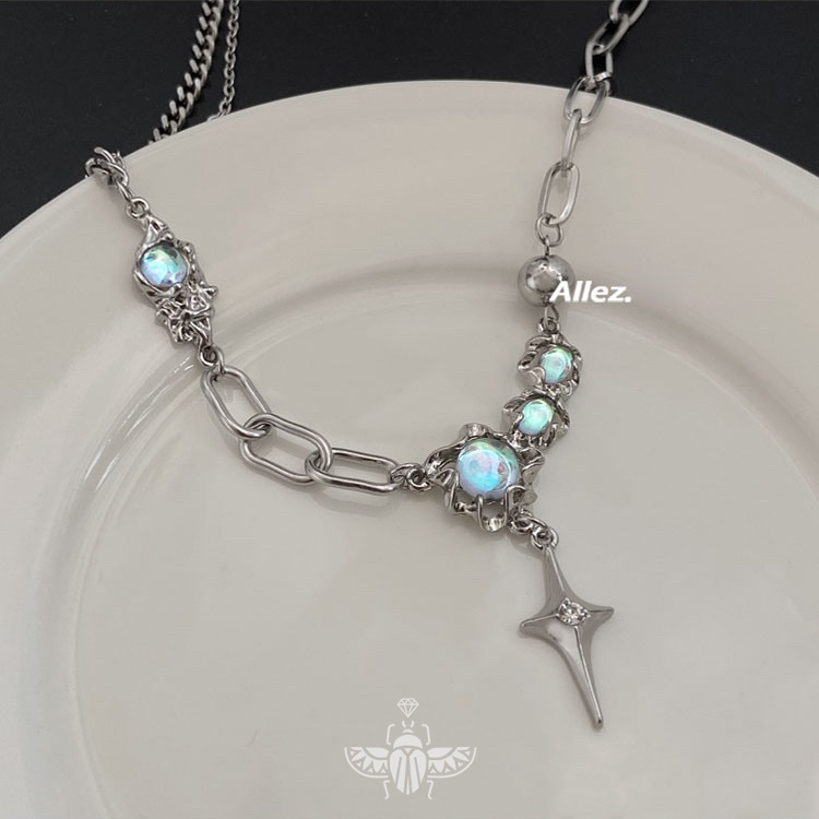 Vòng cổ Mặt Đá Opal Hình Ngôi Sao Thời Trang unisex