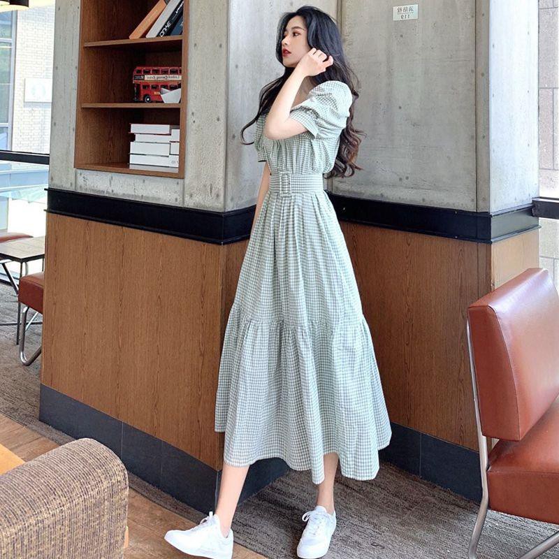 ⭐0412⭐New classic French square neck puff sleeve dress