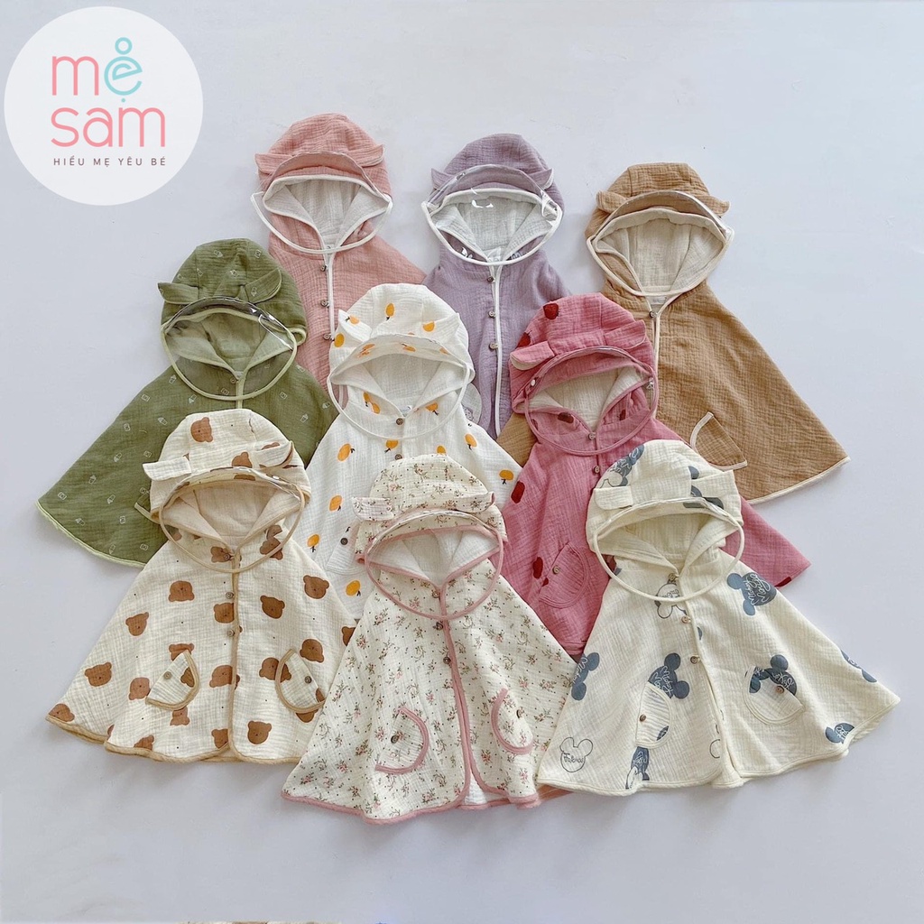 Áo choàng nắng Muslin Hàn kèm kính chống giọt bắn