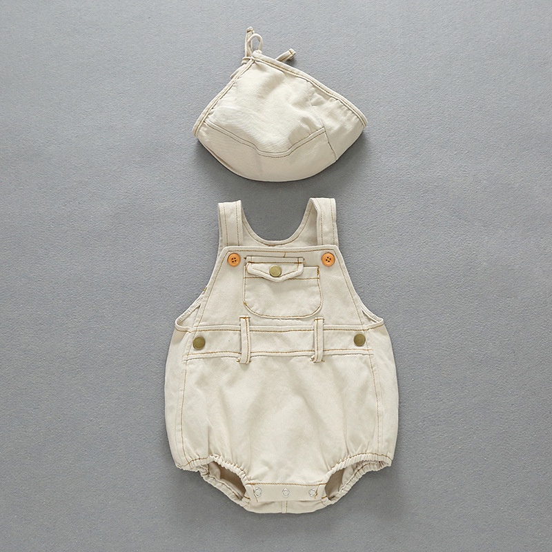 Romper + Nón Vải Denim Cho Bé Từ 0-3 Tuổi