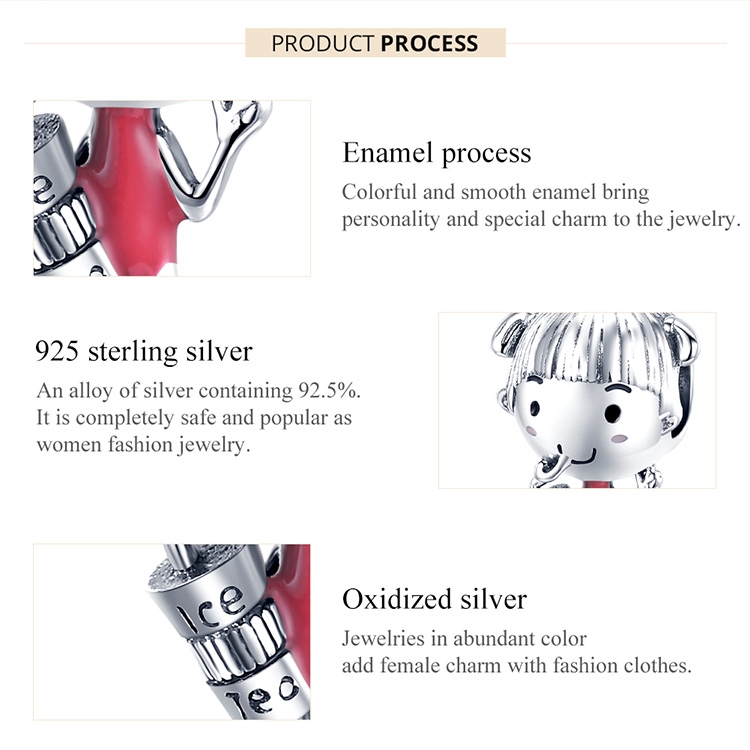 Hạt Trang Sức Bamoer SCC1525 Bạc 925 Hình Bé Trai Và Bé Gái Làm Vòng Tay