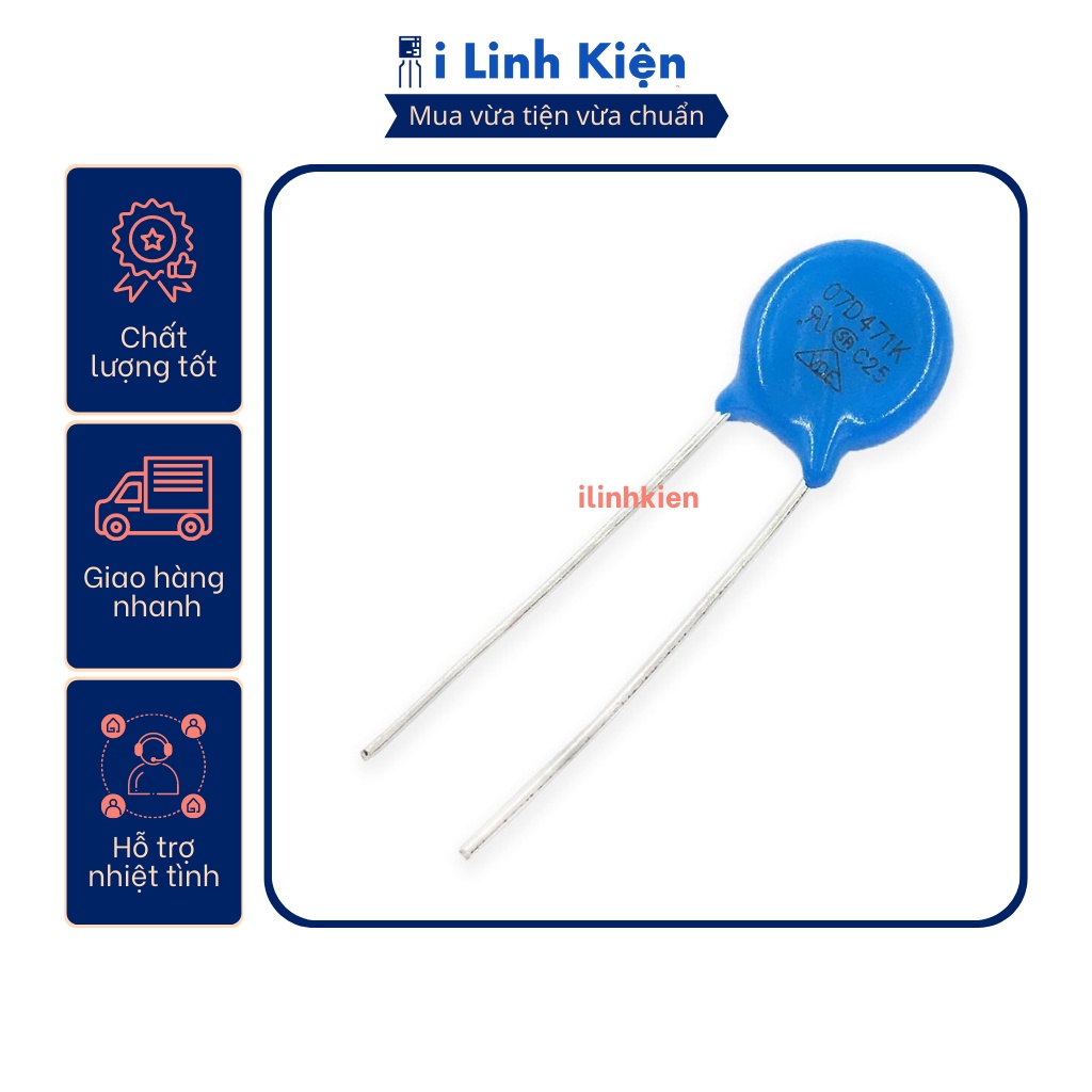 Tụ chống sét Varistor 7D180K/7D181K/7D220K/7D221K/7D270K/7D71K/7D330K/7D431K/7D470K/7D471K/7D680K 7mm