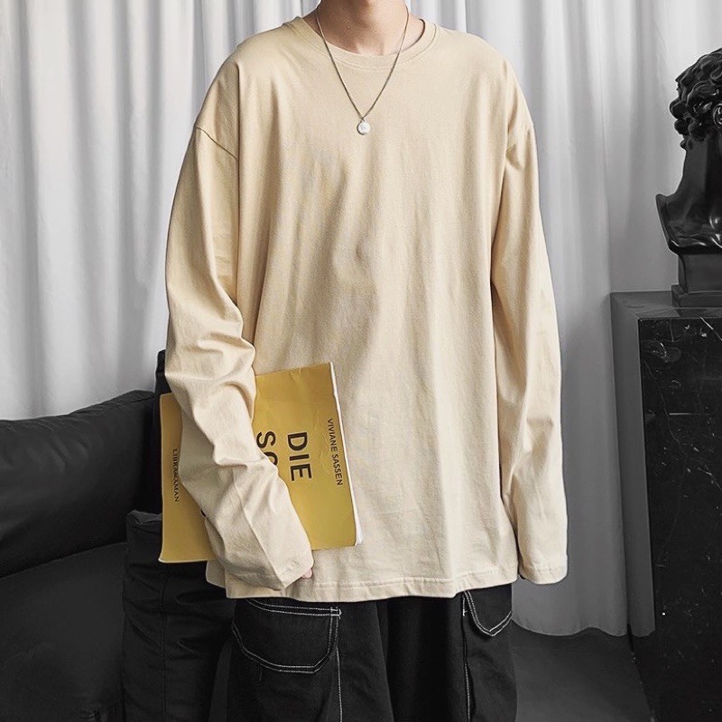 áo thun tay lỡ trơn kem