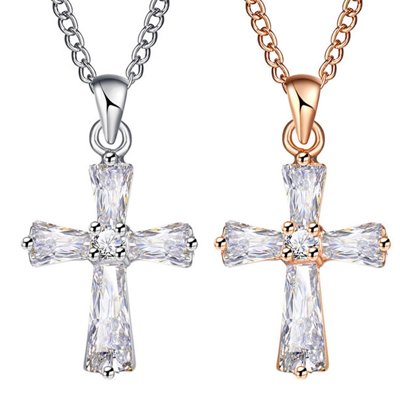 Dây Chuyền Hợp Kim Mặt Thánh Giá Đính Đá Sang Trọng Cho Nữ