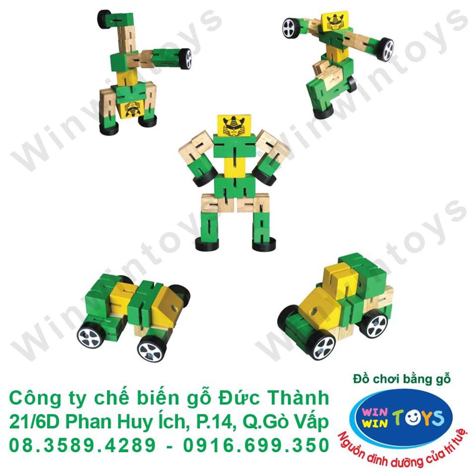 Robo luồn thun Winwintoys - Xe biến hình robot siêu ngầu - Đồ chơi gỗ an toàn