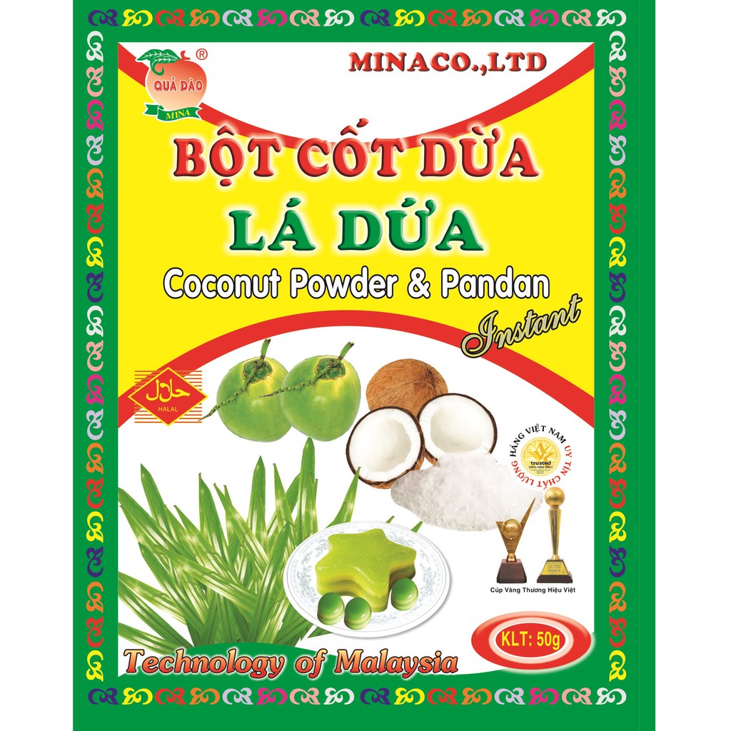 SET 10 GÓI BỘT CỐT DỪA LÁ DỨA 50GR