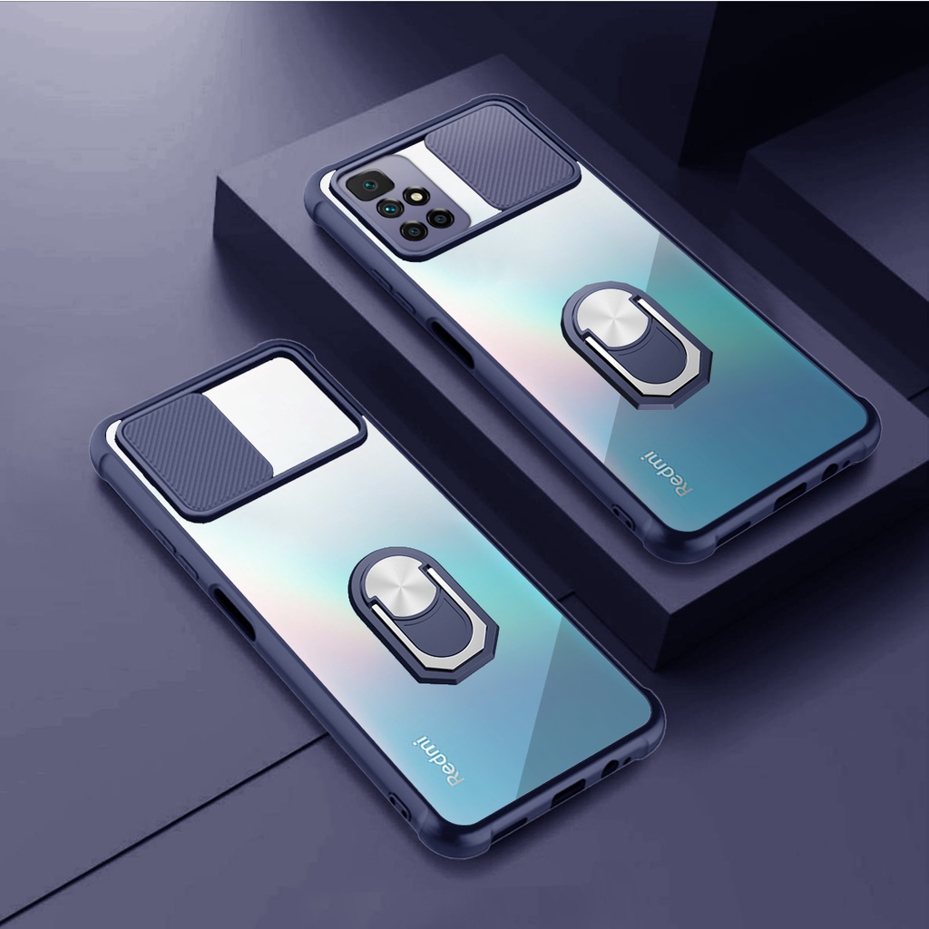Ốp Điện Thoại Trong Suốt Có Giá Đỡ Dạng Kéo Đẩy Cho Redmi 10 9 Prime 9A 9i 9C 9T 9 Power