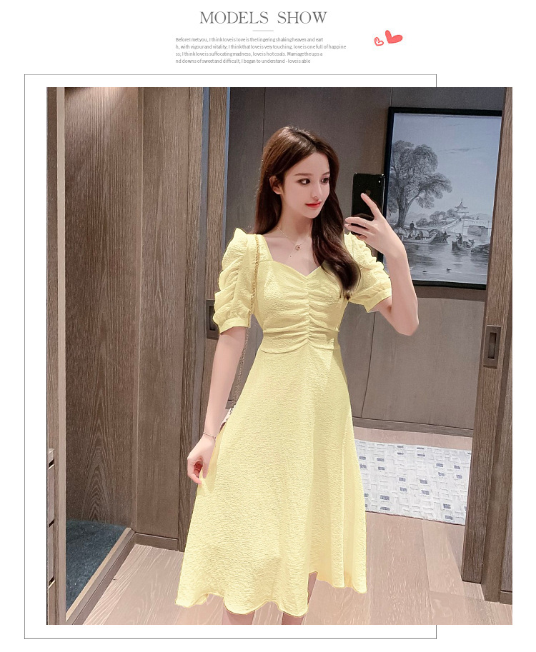 Women's retro dress medium-length fairy skirt V-neck thin chiffon skirt