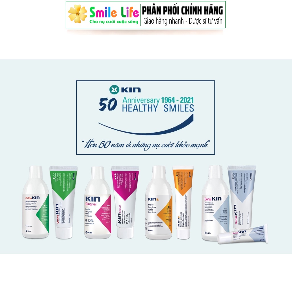 SMILE LIFE | Kem đánh răng Kin Viêm Nướu, Phục hồi KinB5, Sensikin Ê Buốt, Ortho Kin Niềng Răng Chỉnh Nha, Poli Cho Bé