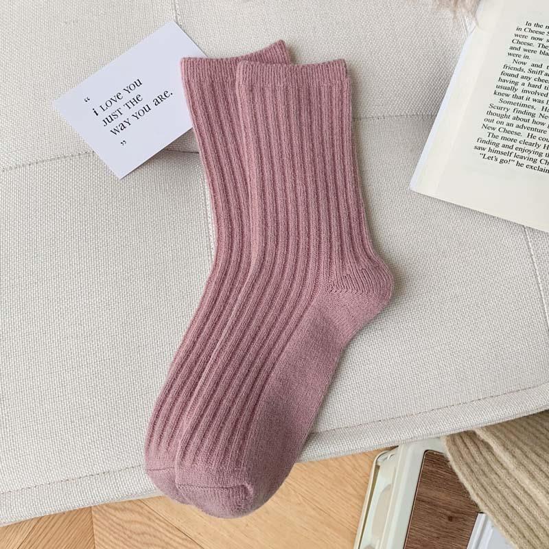 Vớ Len cashmere Mềm Mại Màu Trơn Họa Tiết Kẻ Sọc Thời Trang Thu Đông Ấm Áp Cho Nữ