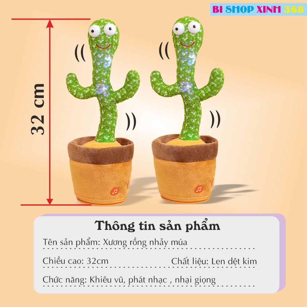 [HÀNG CHUẨN L1-TIẾNG VIỆT-CÓ ĐÈN NHÁY] Cây Xương Rồng Nhảy Múa 120 Bài Hát Biết Nói Nhại Giọng