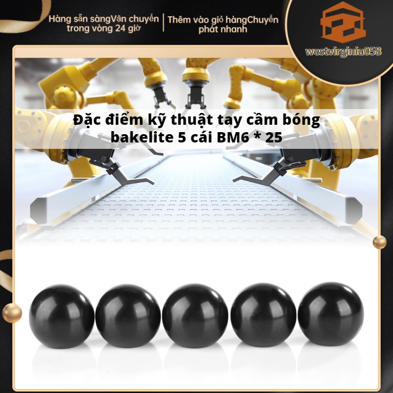 Hàng Hot5 cái BM6 * 25 Vòng Bakelite Ball Gear Lever Shift Knob Máy công cụ thay thế Chèn đồng Hàng giao ngayWestvirginia058