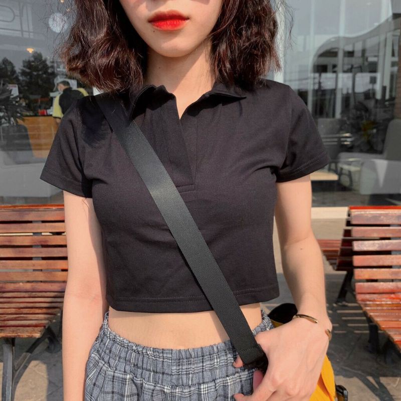 [RẺ VÔ ĐỊCH Áo Croptop Nữ PL Tay Ngắn Dáng Ôm Ulzzang (ẢNH THẬT)