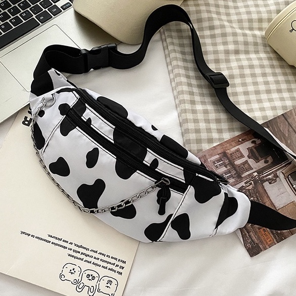 Túi bao tử họa tiết ngựa vằn, túi vải canvas đeo vai, đeo chéo unisex phong cách ullzang, phụ kiện Emmer191