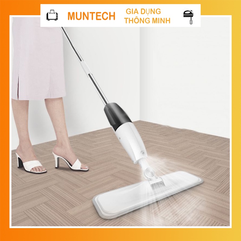 Cây chổi lau nhà thông minh phun sương aurora inox xoay 360 độ dài 125cm MUNTECH CL02