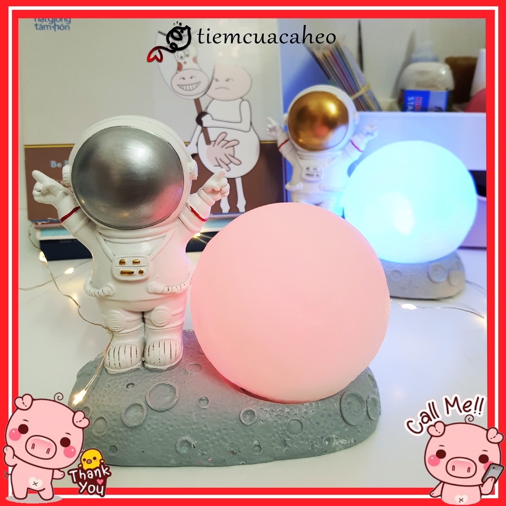 Đèn ngủ led Phi Hành Gia kèm Mặt Trăng 8cm hot trend tiktok