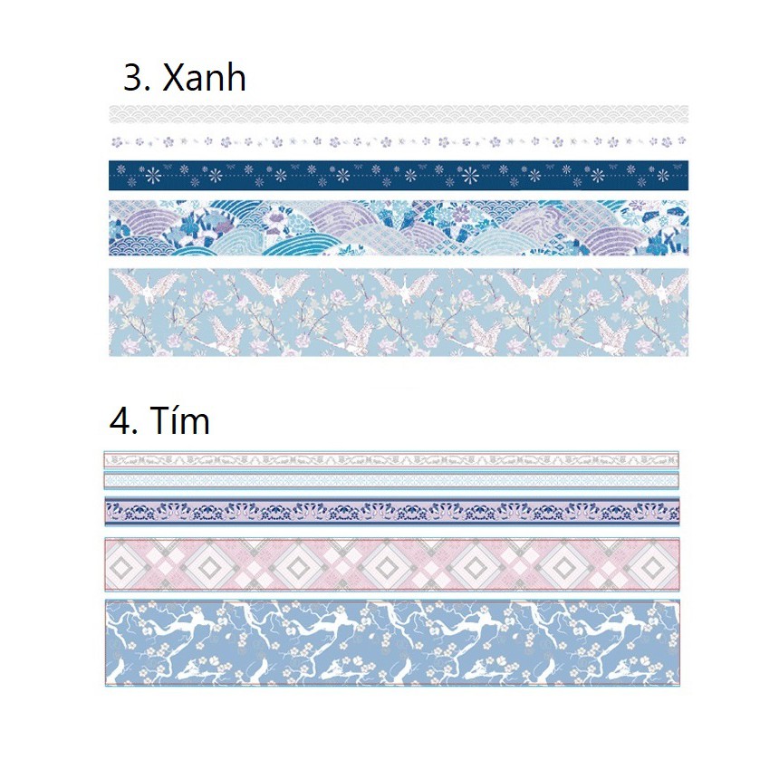 Set 5 cuộn băng dính washi tape họa tiết Nhật WST227-