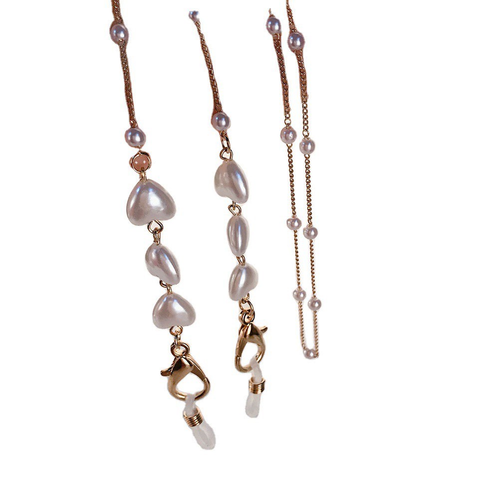 Thời Trang Dây Đeo Mắt Kính Chống Thất Lạc Hình Trái Tim Đính Ngọc Trai