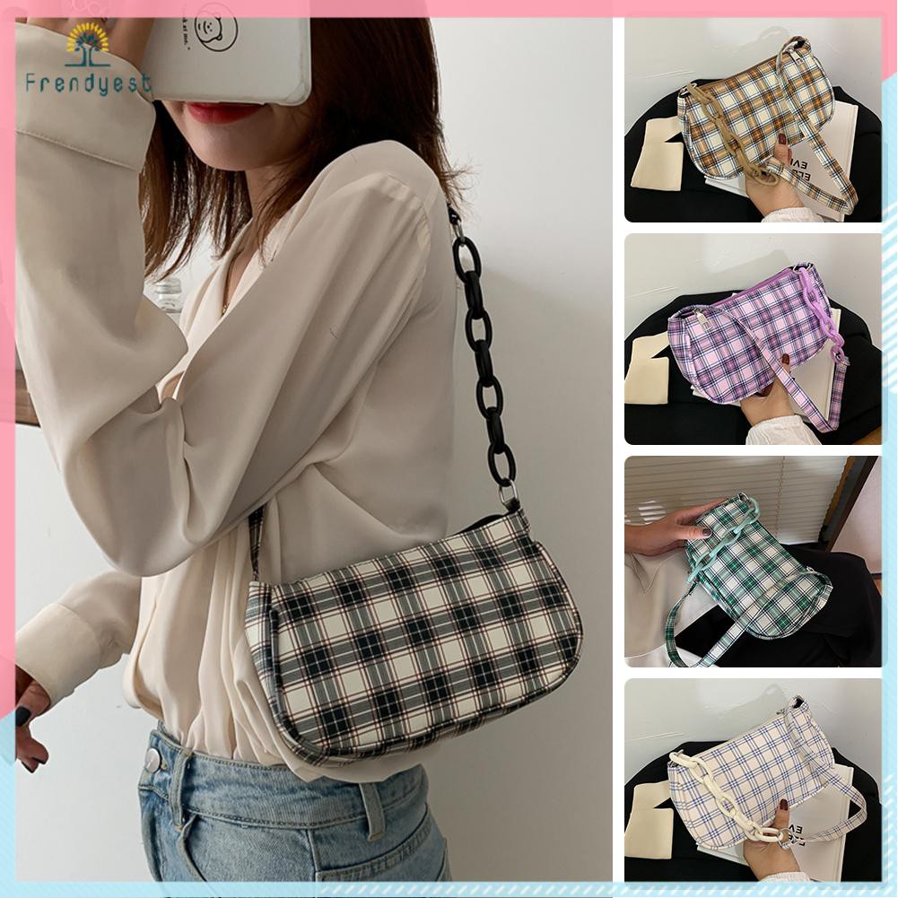 Túi Đeo Vai Bằng Da PU Họa Tiết Caro Có Khóa Kéo Phong Cách Cổ Điển Thời Trang Cho Nữ | BigBuy360 - bigbuy360.vn