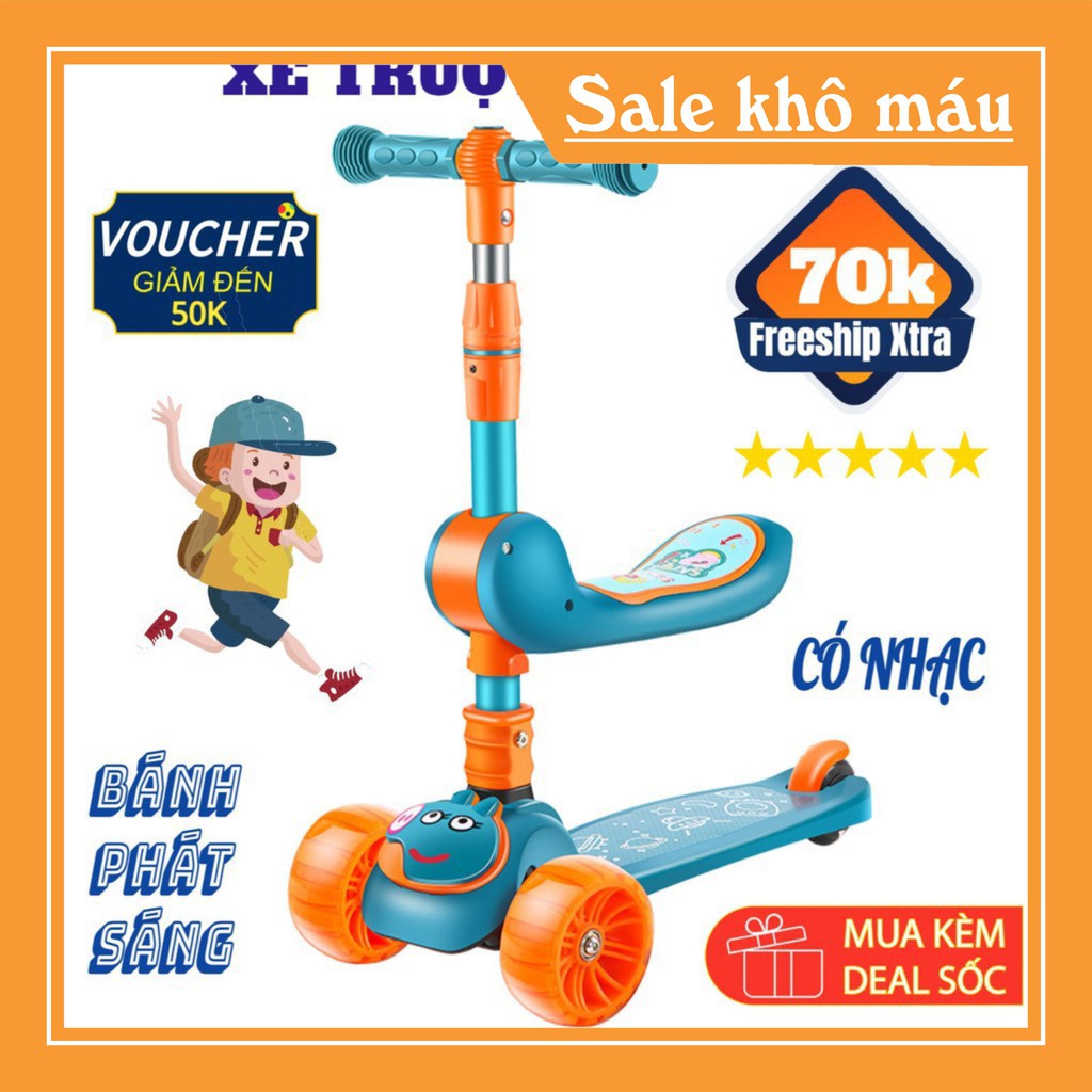 Xe trượt scooter đa năng phát sáng cho bé từ 2 đến 8 tuổi - Xe thăng bằng có nhạc, ghế nhún cho trẻ [SIÊU GIÁ RẺ]