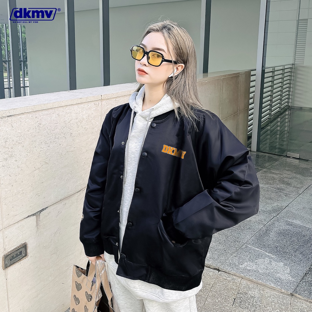 Áo khoác bomber dù unisex DKMV màu đen - Áo bomber Swag Fish