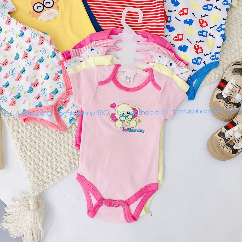 Set 5 bộ bodysuit, bodychip mặc hè cho bé trai và bé gái sơ sinh từ 3-9kg, hàng đẹp - BC02